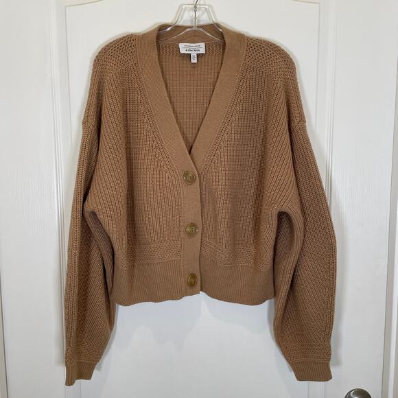 & Other Stories Oversized Wool Cardigan Balloon Sleeves Tan Stockholm Atelier M - Picture 2 of 5